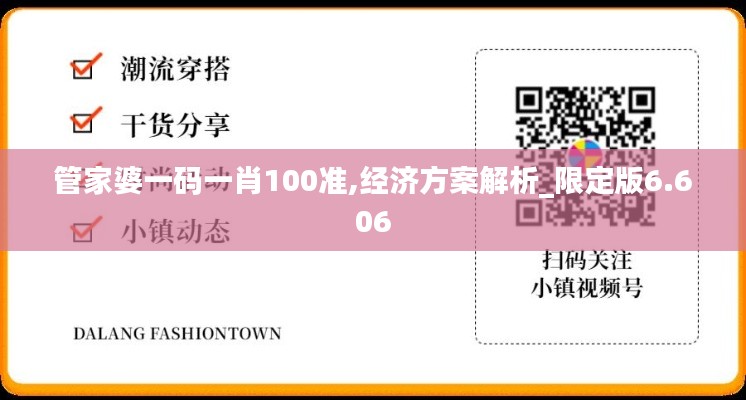 管家婆一码一肖100准,经济方案解析_限定版6.606