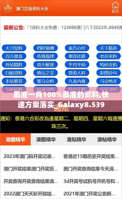 最准一肖100%最准的资料,快速方案落实_Galaxy8.539