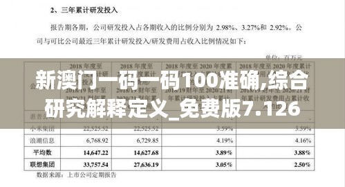 新澳门一码一码100准确,综合研究解释定义_免费版7.126