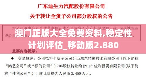 澳门正版大全免费资料,稳定性计划评估_移动版2.880