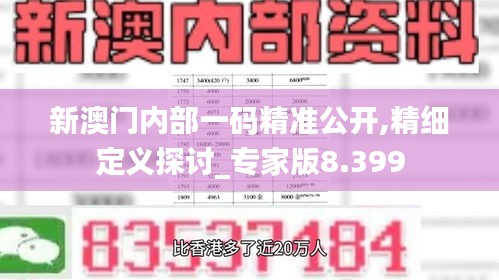 新澳门内部一码精准公开,精细定义探讨_专家版8.399
