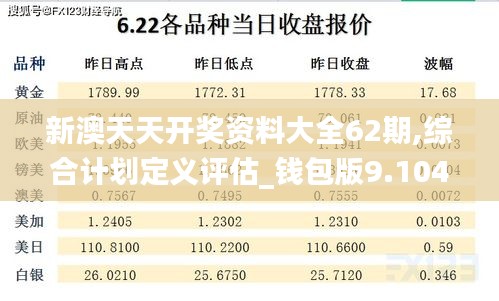 新澳天天开奖资料大全62期,综合计划定义评估_钱包版9.104