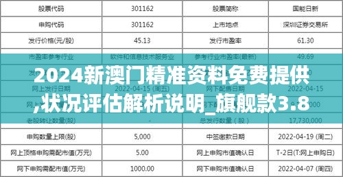2024新澳门精准资料免费提供,状况评估解析说明_旗舰款3.889